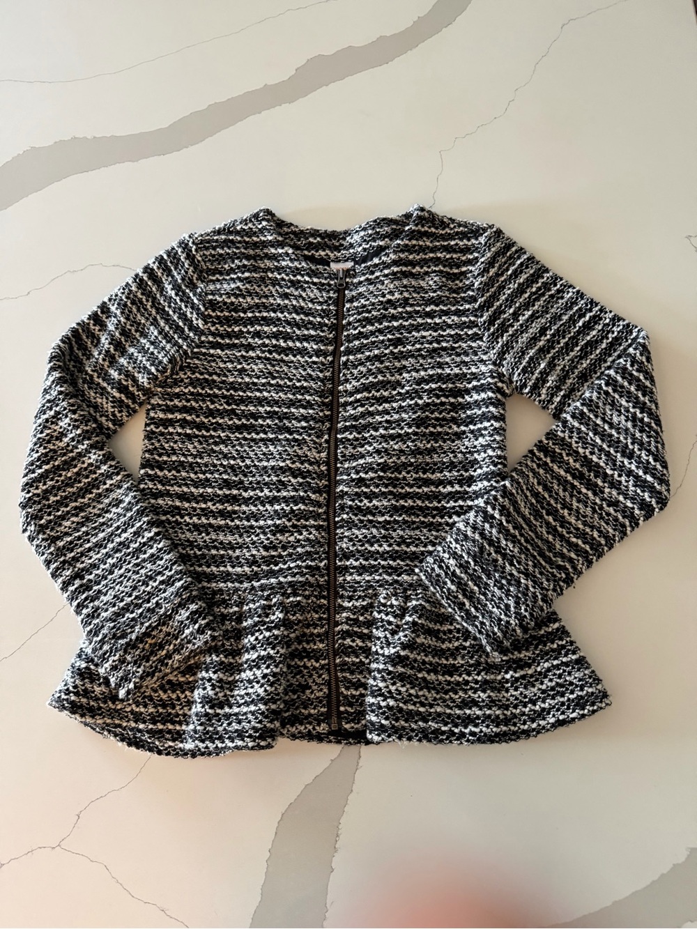 Gymboree Posh & Playful Peplum Tweed Jacket | Black & White | Girls 10/12